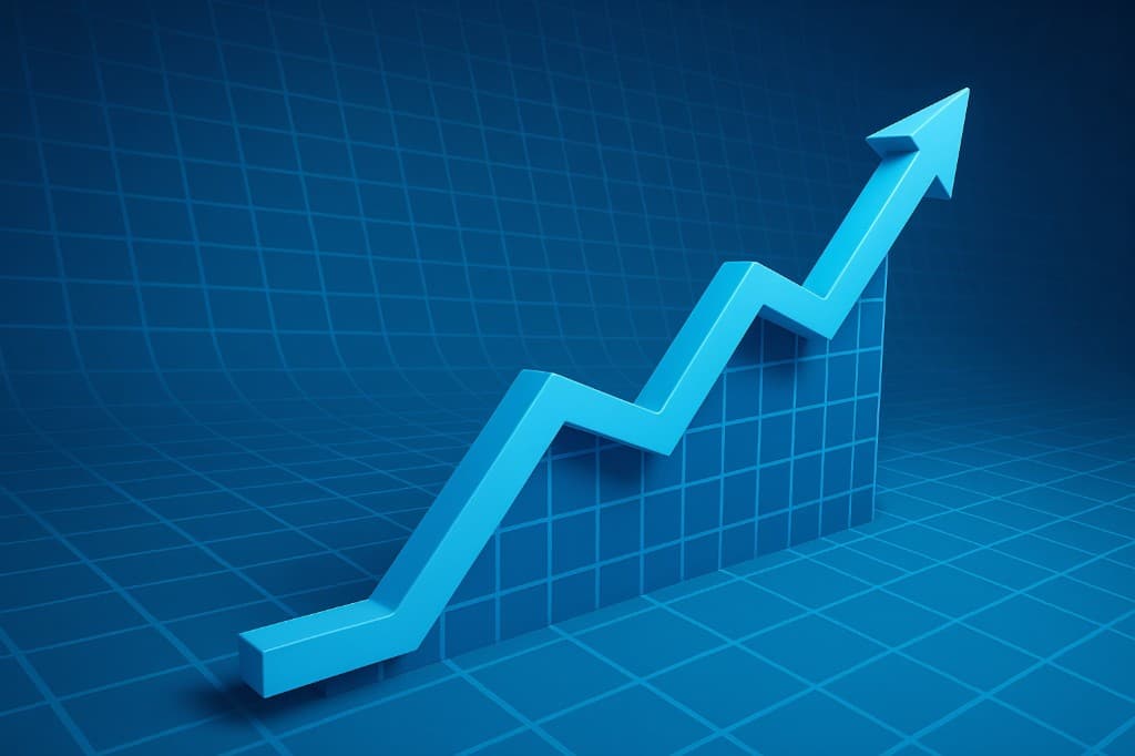 Upward growth arrow representing water resources planning and analytics